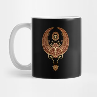 Golden Red Winged Egyptian Scarab Beetle with Ankh Mug